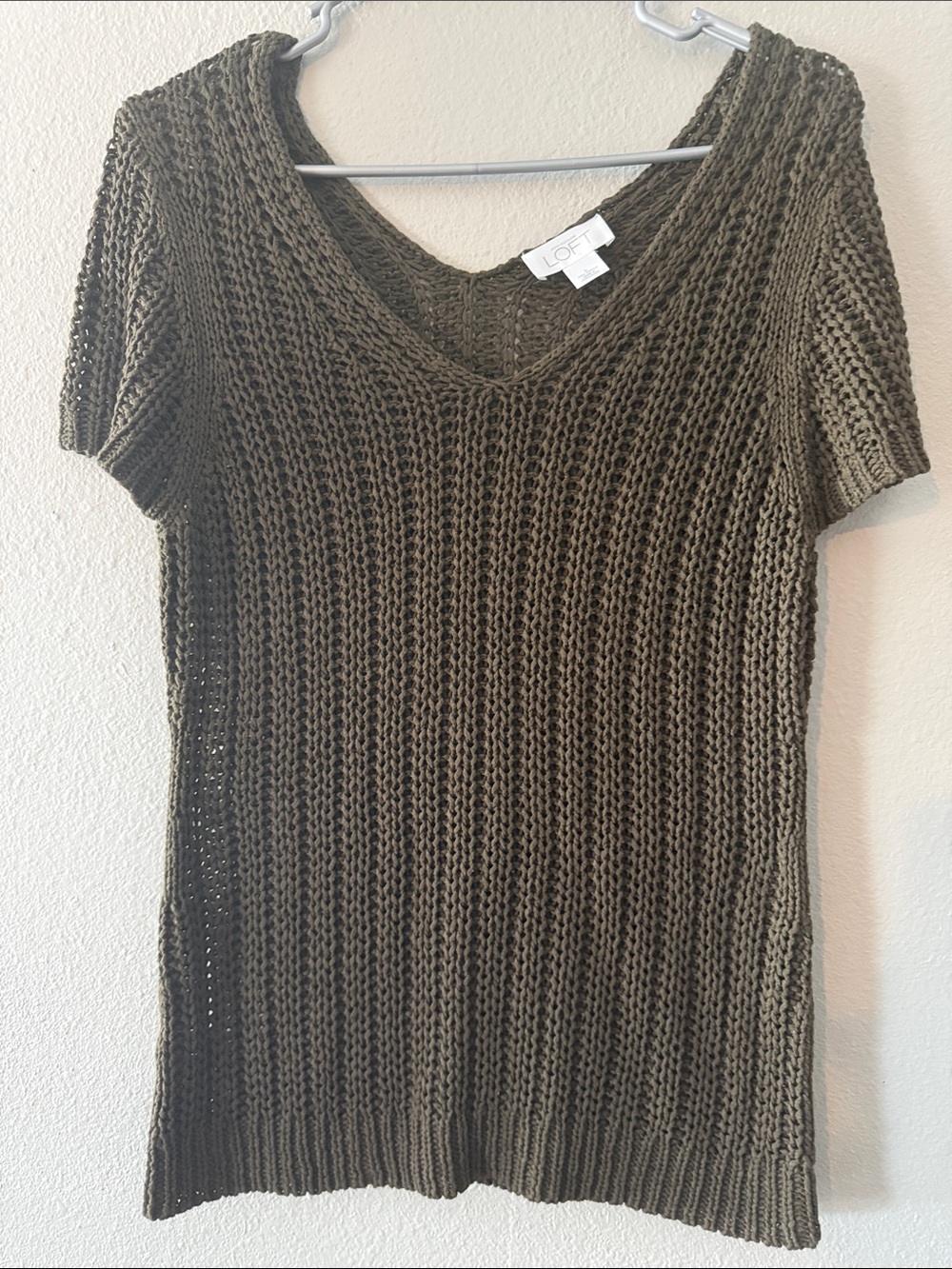 LOFT Brown Knit Short Sleeve Sweater - Picture 5 of 6